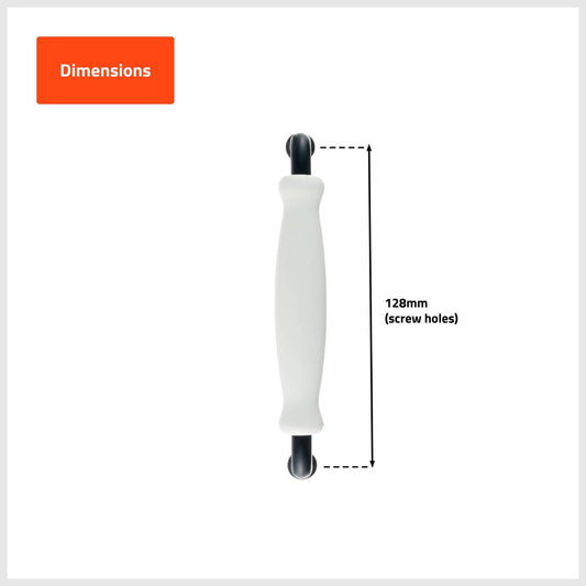 Taskmaster Ceramic Cabinet Handle 4 Pack - 128mm x 32mm - Matte Black on White – view 2
