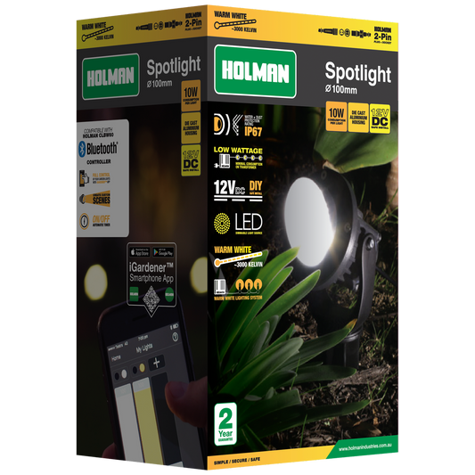Holman 10W 100mm Warm White Spotlight - Matte Black - Waterproof - Dimmable – view 2