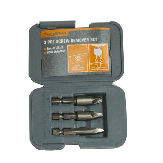 Craftright Screw Remover Set - #1 #2 #3 - Nickel Plated Steel - 3 Piece