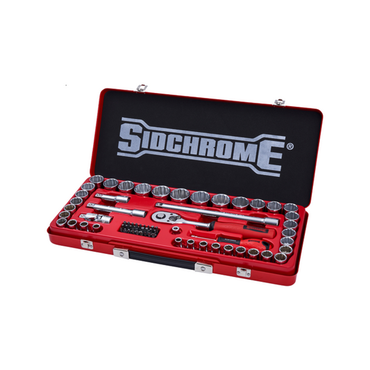 Sidchrome 69 Piece 1/2" Drive Socket Set - Chrome Vanadium Alloy - Durable - Auzzistore