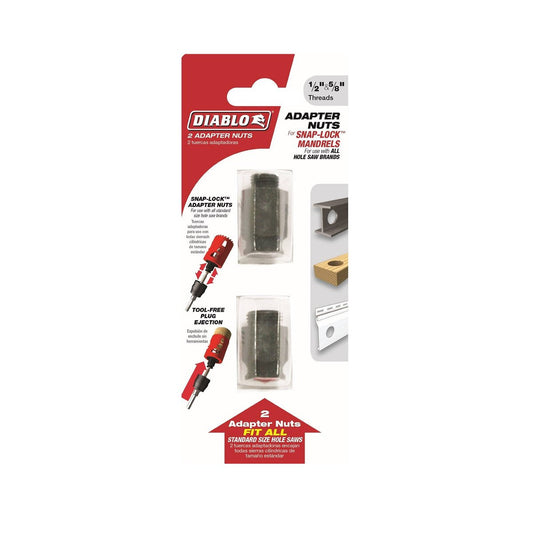 Diablo Hole Saw Adapter Nuts - 1/2" & 5/8" - Steel - Snap-Lock Plus - Auzzistore