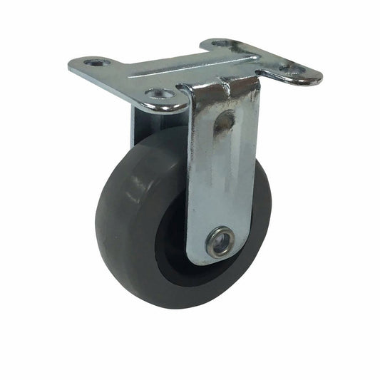 Easyroll 50mm Grey Rubber Fixed Plate Castor 40kg Load Capacity - Auzzistore