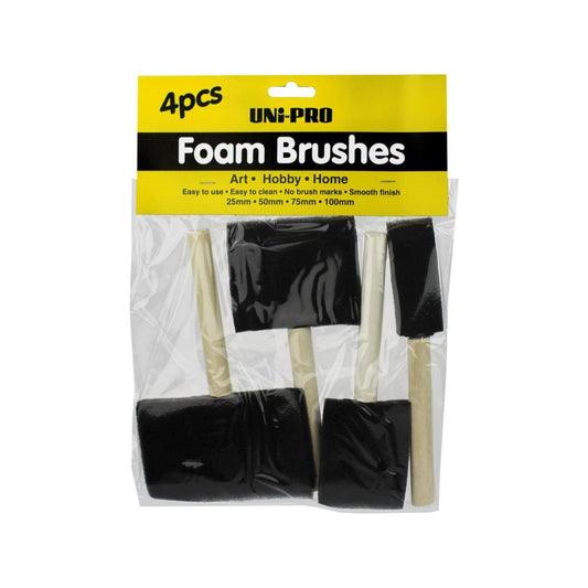 Uni Pro Foam Brush Set - 4 Pack - Foam - No Brush Marks - Auzzistore