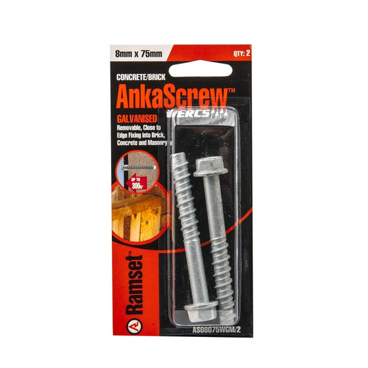 Ramset Ankascrew 8 x 75mm Galvanised Masonry Anchor - Secure & Removable - Auzzistore