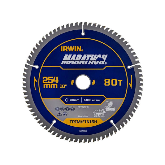 Irwin 254mm 80T Marathon Circular Saw Blade - Tungsten Carbide - Durable