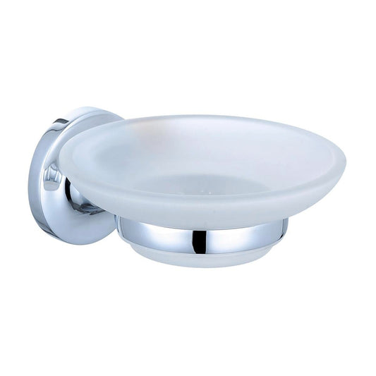 Mondella Chrome Prelude Soap Dish - 65mm x 55mm x 100mm - Frosted Glass