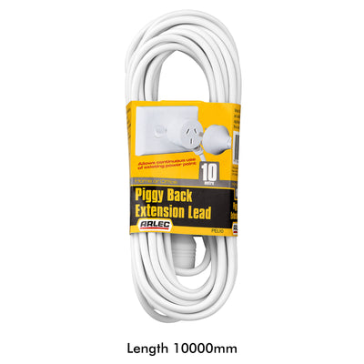 Arlec 10m Piggyback Extension Lead - White - PVC - Indoor Use