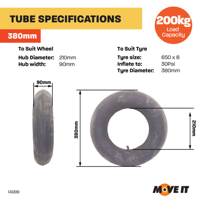 Move It 650 x 8 Inner Tube - Rubber - Easy Install - Durable