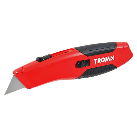 Trojan Auto Retractable Utility Knife - Zinc Alloy - 3 Blades - 71.6mm x 13.3mm x 265mm - Auzzistore