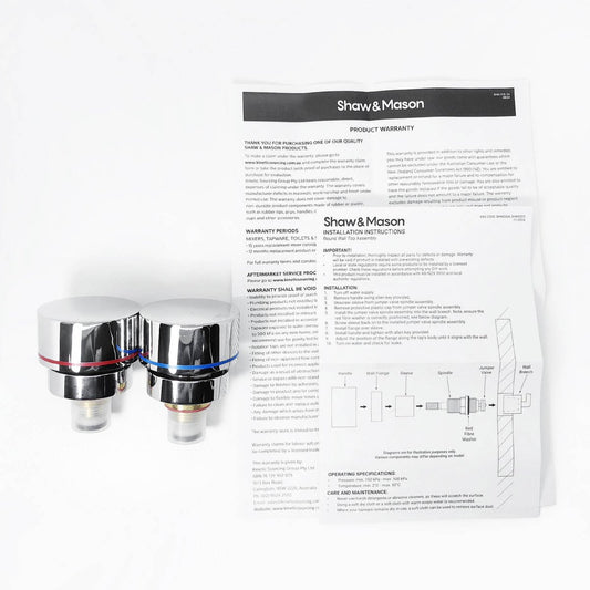 Shaw Mason Chrome Round Jumper Valve Wall Top Assembly - Pair - 160mm x 60mm x 80mm - Temperature Indicators – view 2 - Auzzistore