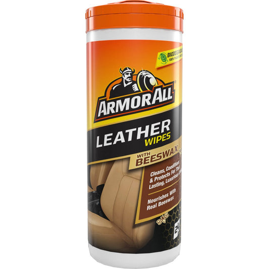 Armor All Leather Cleaning Wipes - 24 Pack - 84mm x 220mm - Biodegradable