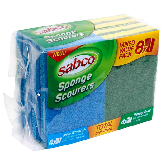Sabco Cellulose Sponge Scourers - 8 Pack - Cellulose - Non Scratch