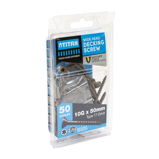 Titan Decking Screws - 10g x 50mm - Pack of 50 - Weather Force Corrosion Protection – view 2 - Auzzistore