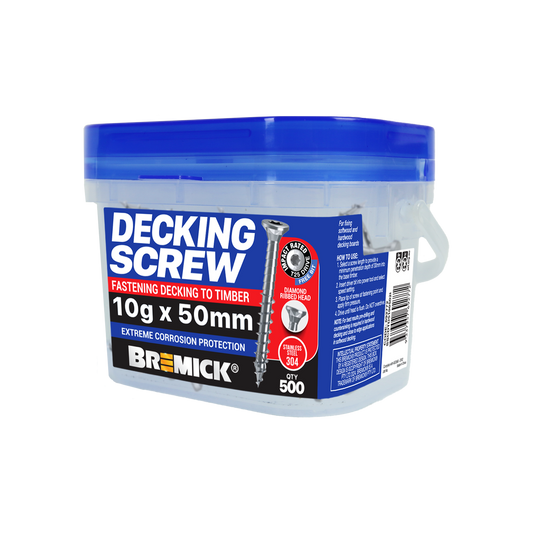 Bremick Decking Screw 10g x 50mm - Stainless Steel 304 - 500 Pack - T25 Drive - Auzzistore