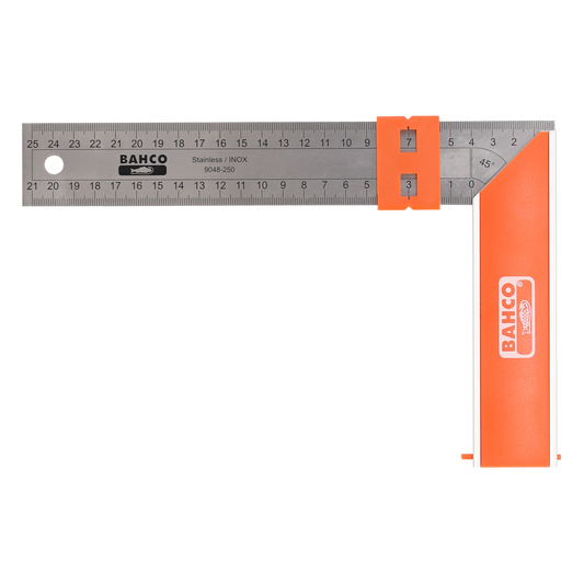 Carpenter Square - Stainless Steel Blade - Sliding Marker - 250 mm - Accurate Measurements – view 2 - Auzzistore