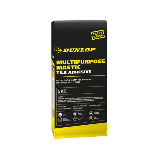 Dunlop 5kg Mastic Powder Tile Adhesive - Flexible - Non-Slump - White