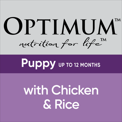 Optimum Puppy Wet Dog Food 700g - Chicken Rice - 12 Cans - DHA Support