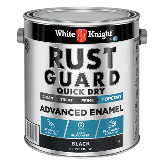 White Knight Rust Guard 4L Black Gloss Enamel Paint - Quick Dry - Metal Use - Auzzistore