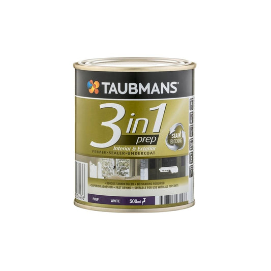 Taubmans 3 in 1 Primer Undercoat Sealer Paint 500ml - White - Fast Drying - Auzzistore