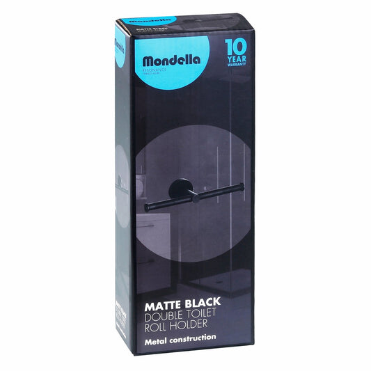 Mondella Matte Black Double Toilet Roll Holder - 245mm x 54mm x 80mm – view 2