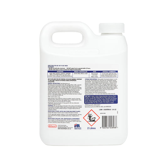 Glitz Spray and Go Concentrate 2L - Lichen Moss Algae Killer - HDPE Bottle