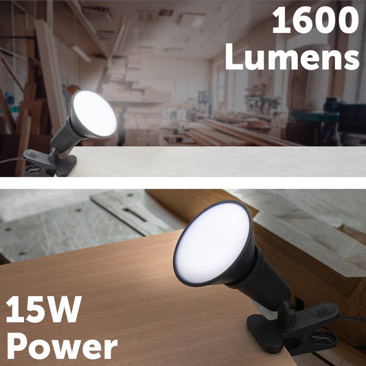 Arlec 15W DIY Portable LED Floodlight with Clamp - 1600 Lumens - Black/Grey – view 2