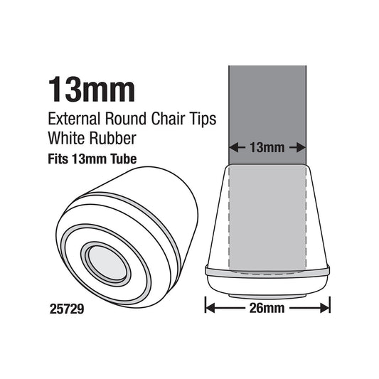 Surface Gard 13mm White Round Rubber Chair Tips 4 Pack – view 2 - Auzzistore