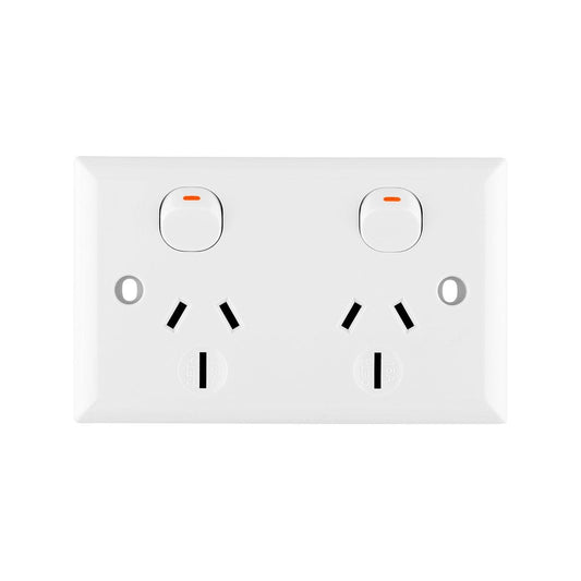 Deta Double Power Point 15A Polycarbonate White Standard Size - Auzzistore