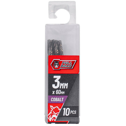 Full Boar 3mm M35 Cobalt Drill Bit 10 Pack - Precision Drilling - Durable - Auzzistore