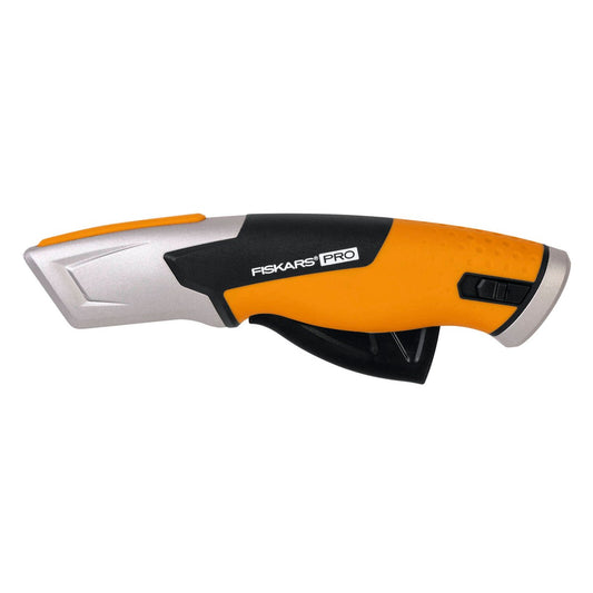 Fiskars Safety Utility Knife - Ergonomic Grip - Automatic Blade Retraction - 55mm x 178mm x 28mm - Auzzistore