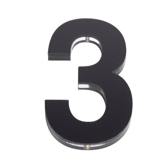 Sandleford House Number 3 - 120mm Black Acrylic - Durable & Weather Resistant