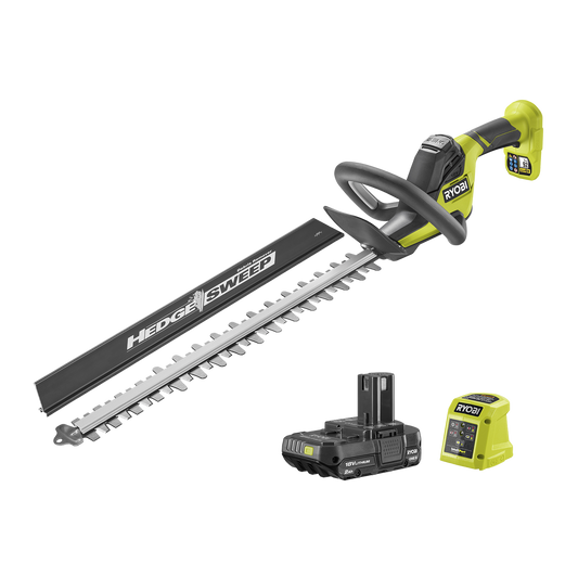 Ryobi 18V ONE+ Hedge Trimmer 50cm 2.0Ah Kit - Clean Cuts - Debris Clearance