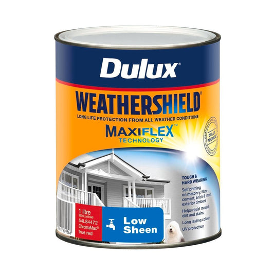 Dulux True Red Weathershield Low Sheen Exterior Paint 1L - 1.321kg - Auzzistore