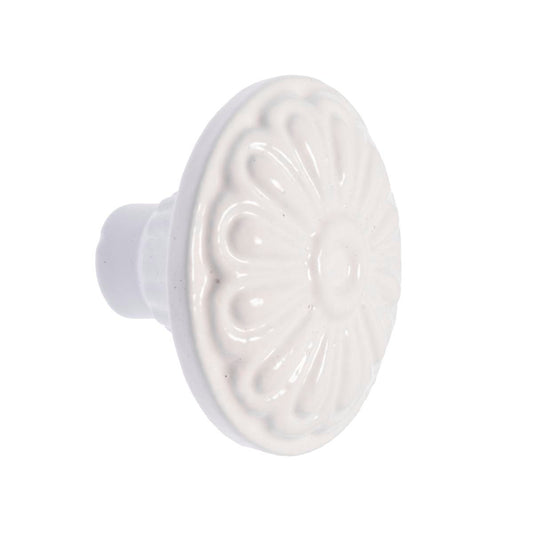 Lane White Round Flow Knob - 37.09mm - Matte White - Iron - 1 Pack