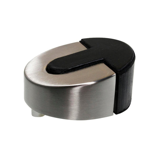 Adoored 45mm Satin Chrome Short Half Rubber Door Stop - Stylish Design - Wall Protection - Easy Installation - Auzzistore