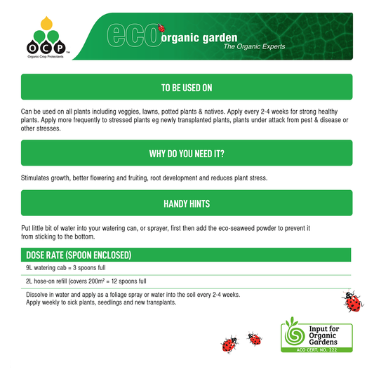 OCP Eco Seaweed Fertiliser - 600g - Powdered Extract - Organic Use – view 2 - Auzzistore