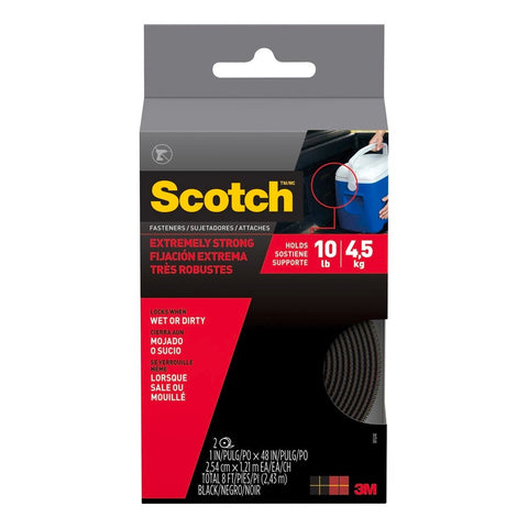 3M Scotch Extreme Fasteners 2.5cm x 1.2m Black Roll Durable Adhesive - Auzzistore