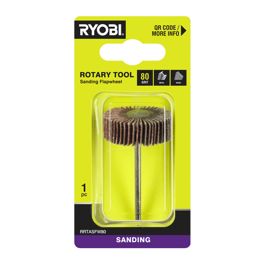 Ryobi 80 Grit Flap Wheel for Rotary Tool - 38mm - Efficient Sanding on Timber & Metal - Auzzistore