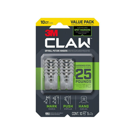 3M Claw Drywall Picture Hangers - 10 Pack - 11kg Hold - Easy Installation