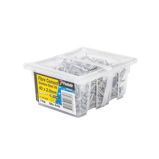 Paslode Fibre Cement Nails - 40 x 2 - Stainless Steel - Corrosion Resistant - 440 Pack - Auzzistore