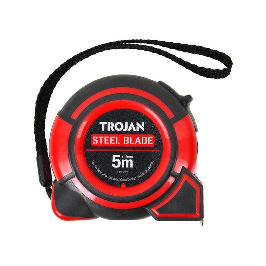 Trojan 5m Tape Measure - Durable Nylon Coated Blade - Double-Sided Graduation - Auzzistore