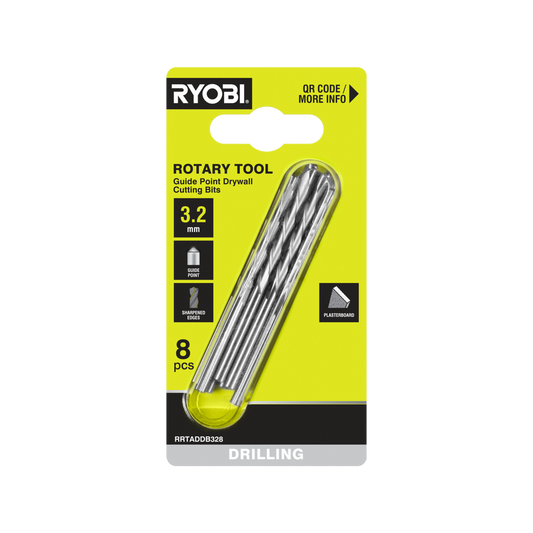 Ryobi Rotary Tool Drill Bit Set - 8 Piece 3.2mm - Guide Point Precision - Auzzistore