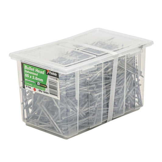 Paslode Bullet Head Nails 65mm 2.8mm Galvanised Steel 5kg Pack - Auzzistore
