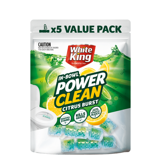 White King Power Clean Toilet Cleaner - 5 Pack - White - Tough Stain Removal