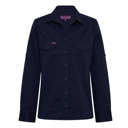 Green Hip Long Sleeve Shirt - Size 18 - Navy Blue - UPF 50+ Sun Protection