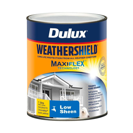 Dulux Weathershield Exterior Paint - 1L - Bold Yellow - Low Sheen - Auzzistore