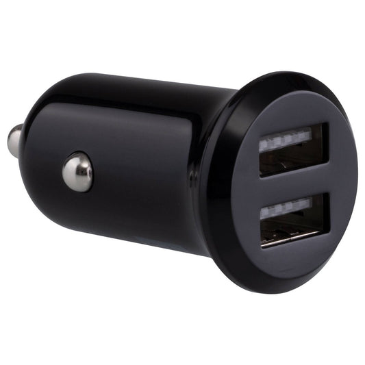 Click 12W 2 Port USB Car Charger - Compact Black - 5V 2.4A Output