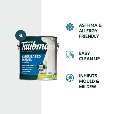 Taubmans 4L Neutral Semi Gloss Water Based Enamel Paint - 4L - Low VOC, Durable Finish
