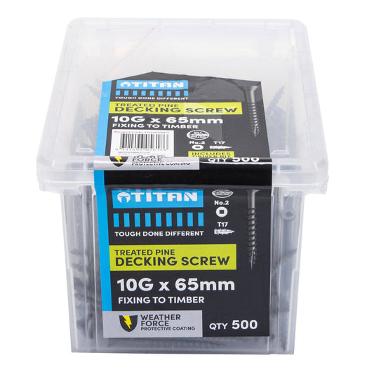 Titan 10g x 65mm Treated Pine Decking Screw Pack of 500 - Weather Resistant - Easy Installation - Auzzistore