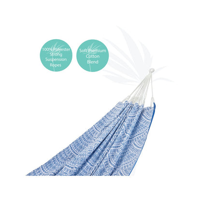 Two Trees Double Cotton Hammock - 120cm x 220cm - Soft Durable Fabric